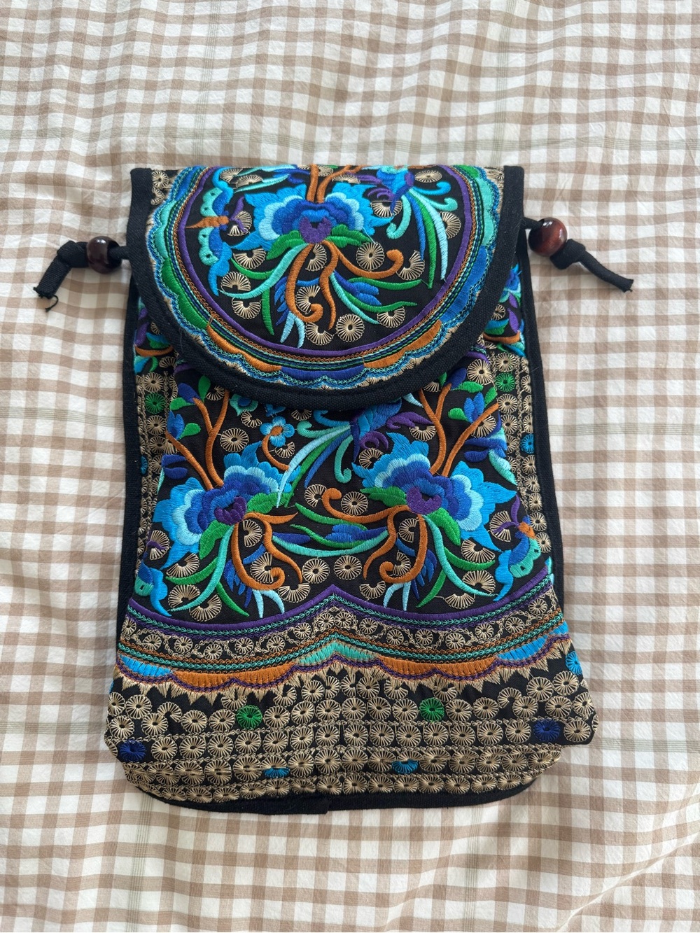 Floral embroidered festival bag backpack